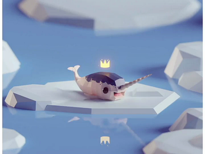 Narwhal animation animation b3d blender isometric low poly narwhal whale