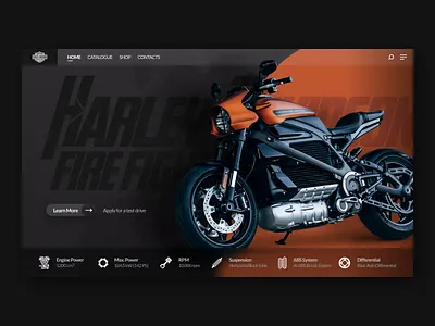 Timelapse Hero Design animation clean design harley davidson header hero hero image hero section interface landing page minimal motorbike motorcycle sketch timelapse ui web web design website