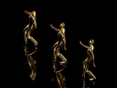 Dancing fools (turn up volume) 3d 3d animation animation c4d design gold motion moxy render