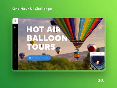 One Hour UI Challenge - 30. - Hot air balloon tours animation balloon challenge daily challange daily challenge dailyui design hot air ballon landing parallax promo site tours ui uiux ux web design