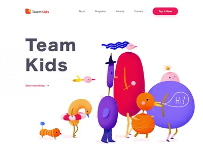 Landing Page - TeamKids animation clean colors design illustration landing landingpage minimal team ui ux web website