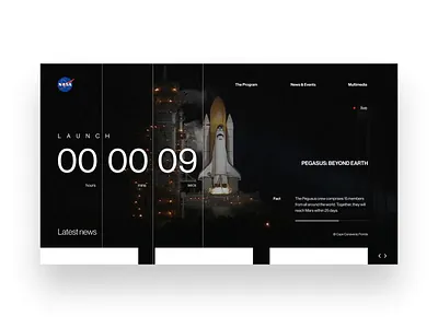 Daily UI #14 - Countdown animation black countdown countdowntimer dailyui design launcher motion nasa redesign rocket site space timer typography ui usa ux web website