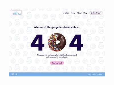404 Page #DailyUI 404 404 page commerce dailyui desktop desktop ui donut error page store website