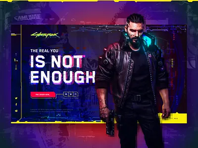 Cyberpunk 2077 2077 clean concept cyberpunk design flat future grid promo site typography ui ux web