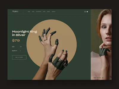 Ringran - Product Page animated with CSS animation css ecommerce ecommerce shop girl homepage interaction jewelry modern motion motion design product ring shopping typography ui ux video website wedding