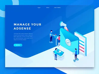 Manage Your Adsense Dashboard Header adsense analysis animation branding dashboad dashboard gradient illustration isometric landing page mobile ui web design website