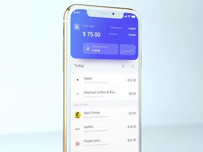 Wallet Tracking App 3d 3d animation analysis animation atm bank banking budget card flat clean simple interaction interface ios minimal mobile sketch tracking ui ux wallet