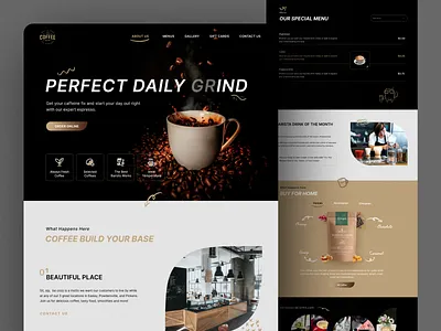 Coffee Shop Landing Page branding cafe coffee coffeeshop concept design drink homepage landing landing page shop smile ui ui design ux web website