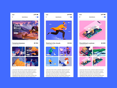 Profiles 3dillustration animation app book gallery illustraion illustration mobile profle sketchbook ui ux uxui