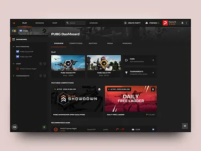 FACEIT New UI - Create Party app browser csgo dashboard dashboard ui design desktop esport esports faceit gif motion platform product product design pubg ui ux videogame