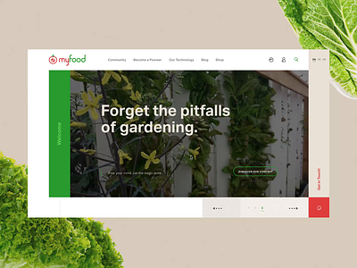 myfood #1 🍅- Scroll / Mouse hover / Interactive slideshow 3d animate animation art direction branding concept design green interaction interface mobile nature organic responsive solution typography ui design ux design webdesign website