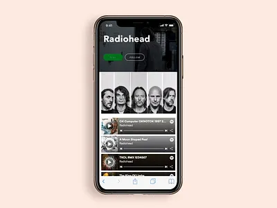 Music Challange Framer app framerx music radiohead ui