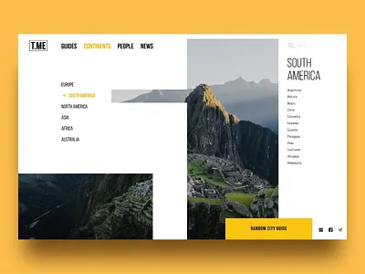 Travel Me - Blog Website adventure animation blog city design discover green grid guide inteface interaction landing landscape travel travel blog ui ux web webpage yellow