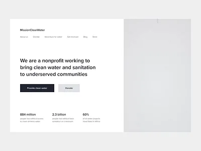 MissionCleanWater — Landing Page 3d animation landing page motion ui design uiux ux architecture water web