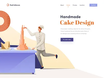 Cake Design creator web site interaction illustration animation blue building button cake city design illustration illustrator interaction interaction design landing motion orange typography ui ux web web design website