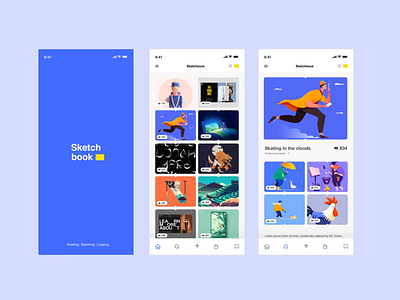 Sketchbook Bookmark app blue gallery illustration logo menu bar mobile mobile design navigation sketchbook typography ui ux website