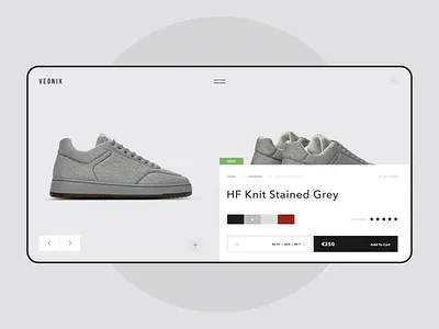 Veonix - Product Page black concept e commerce ecommerce fashion grid interaction interface minimal shoes shop sneakers store style ui ux web website white