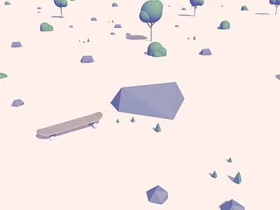 HOLY FLIP! 3d 3dfordesigners beige blue c4d cinema 4d flip green holy iso isometric low poly low polygon ollie perspective pink rock skate skateboard tree