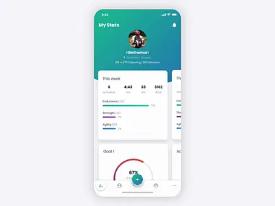 MoveStreak - Tab Navigation action activity add animation app ios micro interaction navigate navigation navigation bar navigation menu tab tab bar tabbar tabbed tabs