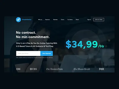 GradeGetter - SaaS For Booking Your Tutor. animation apple branding e learning online booking product design prototype registration saas saas app saas design saas landing page saas website sign up signup tutoring ui ux uxlab