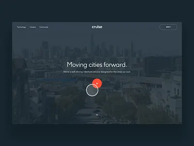 Cruise Homepage design hero layout motion parallax type typography ueno ui web