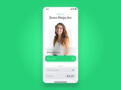 Restorate app 🍽 animated screens 7ninjas animation app apple pay credit card details face id food gastronomy interaction list menu order payment rate rating restaurant scan transaction waiter