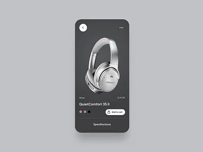 Product screen concept (.prd file attached) animation app black ecommerce headphones iphone jakobsze keyboard michal minimalistic rounded screens shadows simple tech unikat white