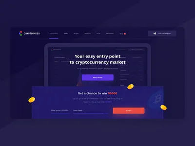 Cryptoindex — Landing Page analysis animation blockchain crypto design form header ico interaction interface landing landing page platform startup ui web