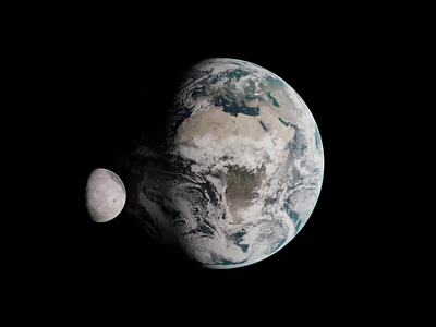 Earth and Moon 3d animation blender concept earth fantasy loop moon orbit space space art
