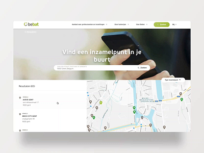Bebat - map animation batteries bebat design google maps map minimal ui ux vuejs web website