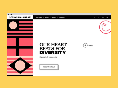 Serious Business | About us aboutus flags framer motion prototype ui ux web webdesign