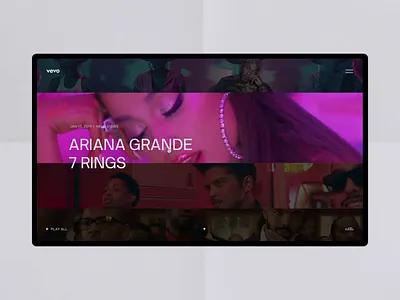 Vevo Music 3 animatioin black concept fashion grid interaction interface minimalism music obys player redesign typography ui ux vevo webdesign