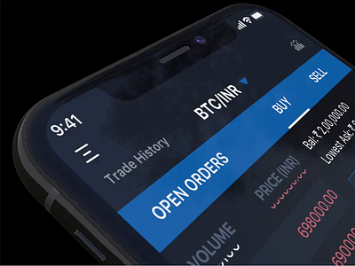 Crypto Currency Trading App analytics animation app bitcoin blockchain buy crypto exchange crypto wallet cryptocurrency dark ui decentralized ethereum graph mobile app price rotato sell trade uiux volume