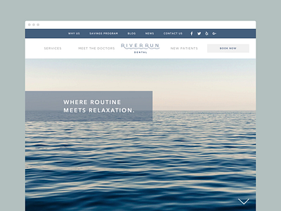 Riverrun Website clean dental dentist dentistry design homepage minimal nature water website