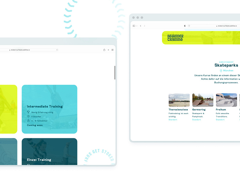 Stoked Courses app brand design digital fresh fun germany learning modern munich school skate surf surfing web