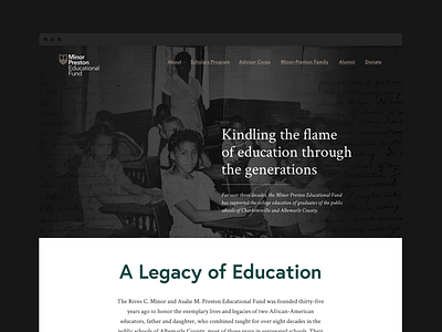 Minor Preston Educational Fund Website academic college design educational educationaltoys fund hero historic historical homepage nonprofit trust ui ux web design website
