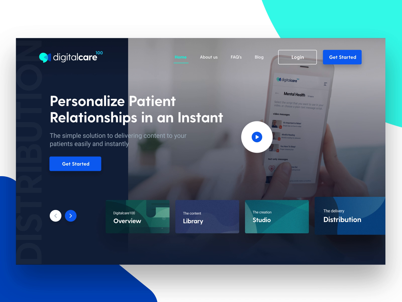 Example of Digital Care 100 landing page design