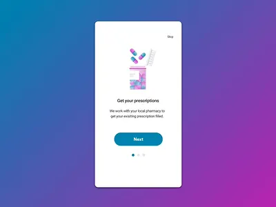 Onboarding for prescription delivery animation delight delivery illustraion mobile ui motion design onboarding patients pharmacy pill bottle pills prescription save time ui design value prop