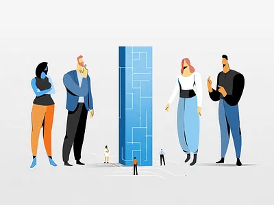 Self-directed teams 2d animation businessman character charts cloud app dashboard data design graphics illustration motion motion graphics officer screens technology touchscreen vector video work