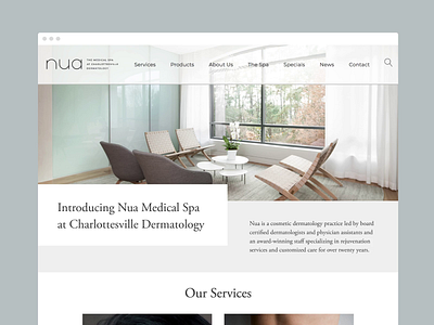 Nua Website brand branding clean homepage medical app medical spa medicinal minimal modern office professional spa ui ux web design website website design