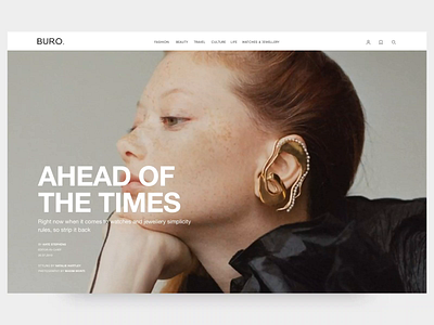 A Global Luxury Online Magazine p.1 article page big images clean luxury magazine prototype typography ui ux website