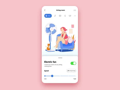 Home Control App all animation app app design app ui design flat home control illustration illustrations illustrator interaction motion motion design pink prototype summer ui ui interaction vector