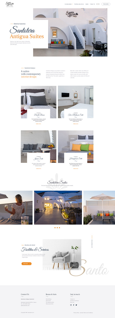 Santotera Antigua Suites branding graphic design greece hotel minimal typography ui web design website