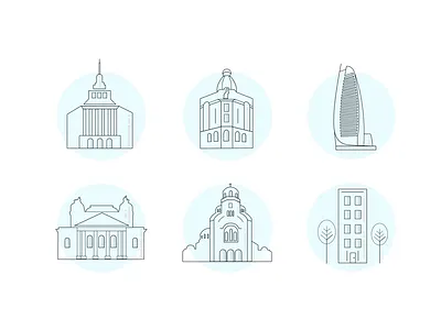 Sofia Buildings 🏘️ 2d after effects animation building design flat flat design icon illustration illustrator minimalist ui vector