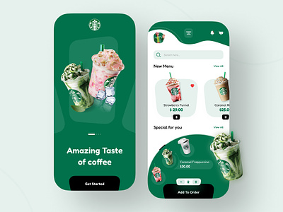 Starbucks Coffee App Design app design application coffee coffee app coffee app design design mobile app design shake starbucks starbucks app ui ui design uiux