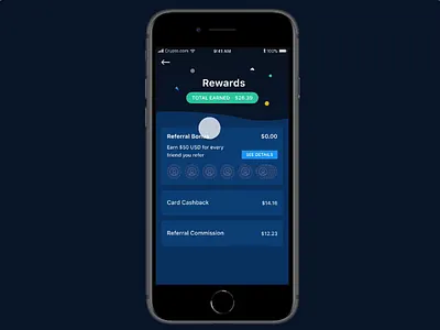 Rewards landing page animation app confetti crypto interaction invisionstudio listing motion rewards ui wallet