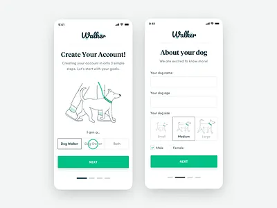 Walker App animation app design gif illustration minimal typogaphy ui ux vector video web website