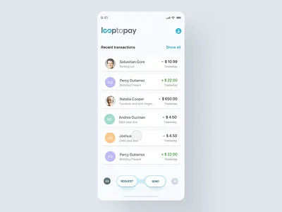 Send/Transfer Money mobile app animation app bank banking design finance flat interaction interface microinteraction minimal money app money transfer motion ui ux web website