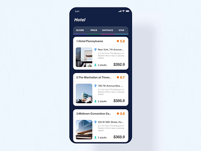 hotel-screening app design filter hotel ios screening ui ux