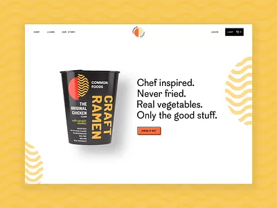 Landing Page Animation - Common Foods animation design food landing page logo noodles principle ramen ui ux web website